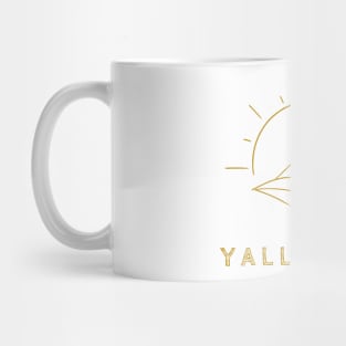yalla habibi - gold - wave, sun, surf, mountain Mug